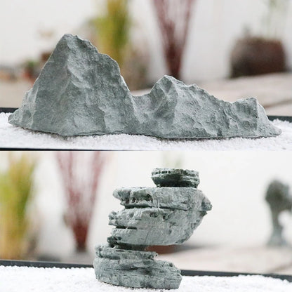 Sandstone Stone Miniature Mountain Fairy Garden Bonsai Rockery Lanscaping Ornaments Aquarium Decoration Accessories Home Decor