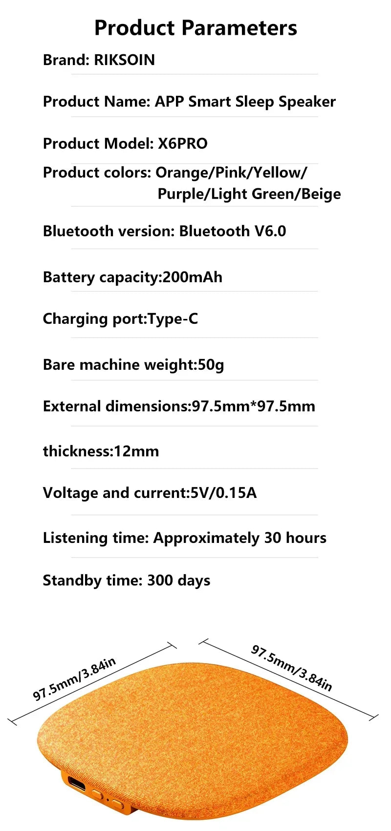 Under Pillow Sleep Speaker 3-Level Timer Wireless Bluetooth 5.4 HiFi Audio with Built-in White Noise TF Card for Deep eaker 2026