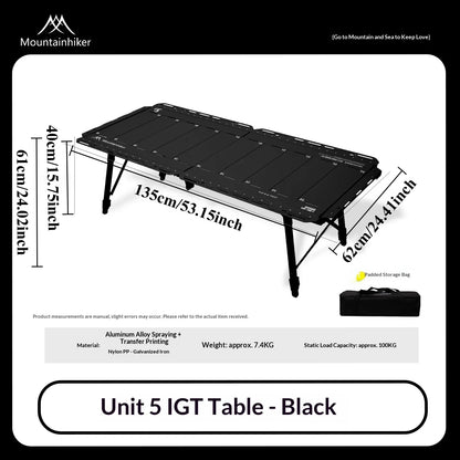 Folding IGT Camping Lift Table Mountainhiker, Portable Outdoor IGT Cooking System, 3-5 Tables, Multi-Purpose Camping Tables