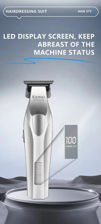 Kemei Clippers Professional Haircut Suit Rechargeable Hair Clippers Metal Body Shaver LCD Display Clipper For Man KM-3023 Set