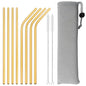 11Pcs Reusable Black Straw Set 304 Stainless Steel Straw Straight Bent Drinking Straw With Cleaning Brush Home Bar Accessory