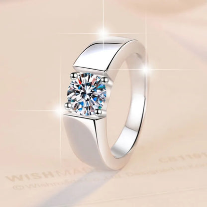 D VVS1 Moissanite 925 Sterling Silver Couple Ring for Women Man Wedding Jewelry Engagement Imitation Diamond Fashion Gifts Party