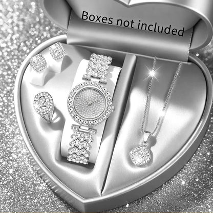 2026Fashion Roman pattern diamond inlaid women's watch quartz watch bracelet women's watch set