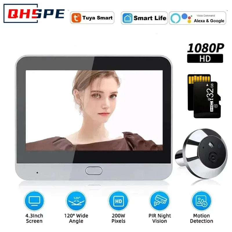 Door Camera Icam365 Peephole camera home wireless phone  4.3 Screen Night PIR wifi wireless Security protection Smart home