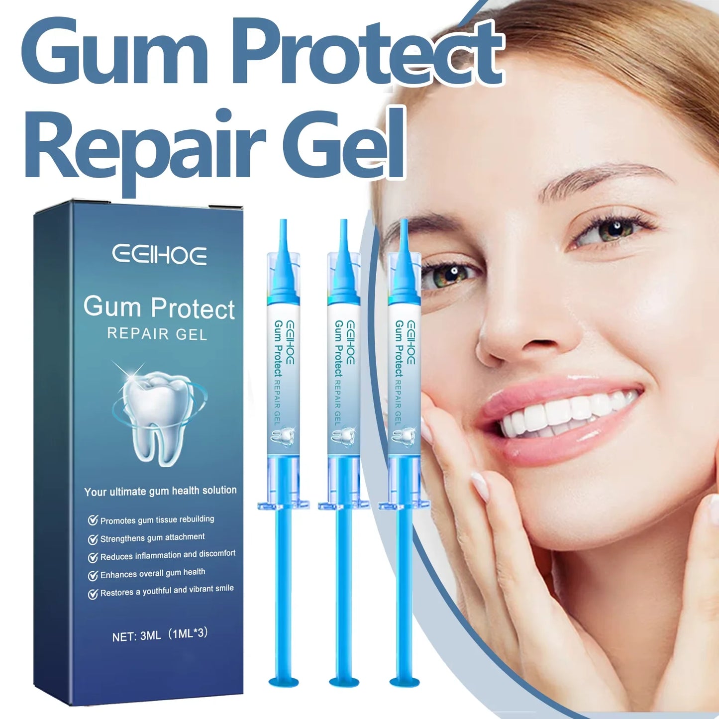 3-Pack Dental Repair Gel Relieves Inflamed Gums and Deep Clean Tooth Dirt Care Reduces Bad Breath Gums Fresh Breath Care Gel