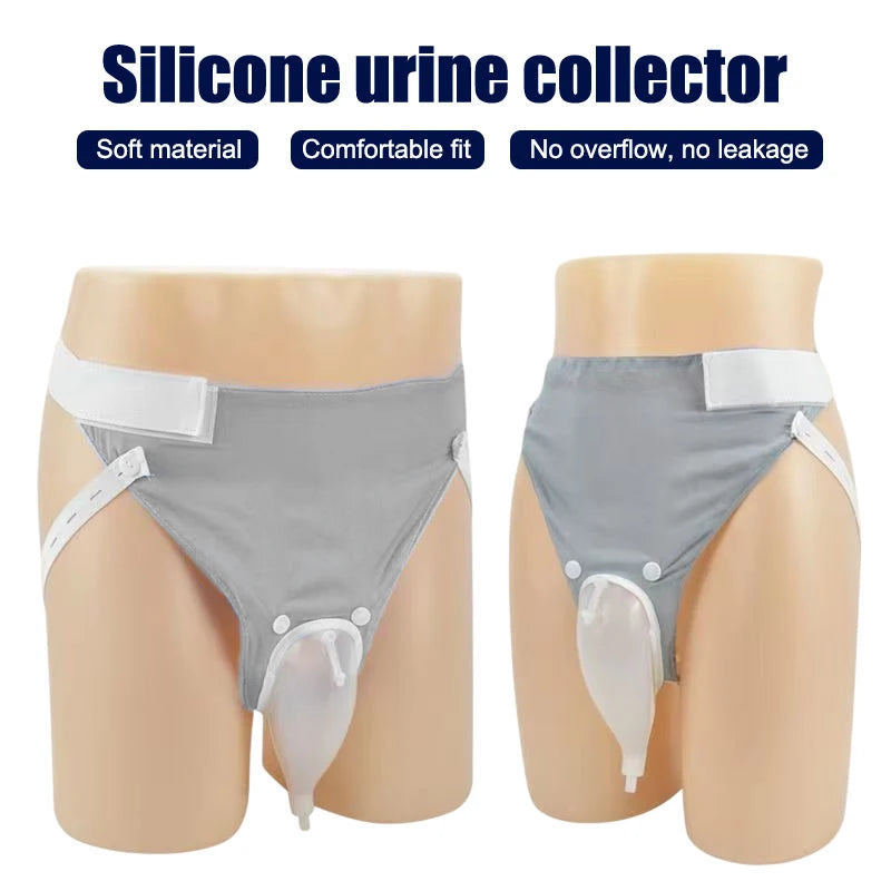 【B】1Set Reusable Silicone  Collector Bags Adults Urinal With  Catheter Bags Male Female Toilet