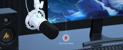 maono PD200X XLR\USB Dynamic Microphone for Gaming Recording Streaming Youtube Metal Mic with Software Tap-to-Mute Gain Knob