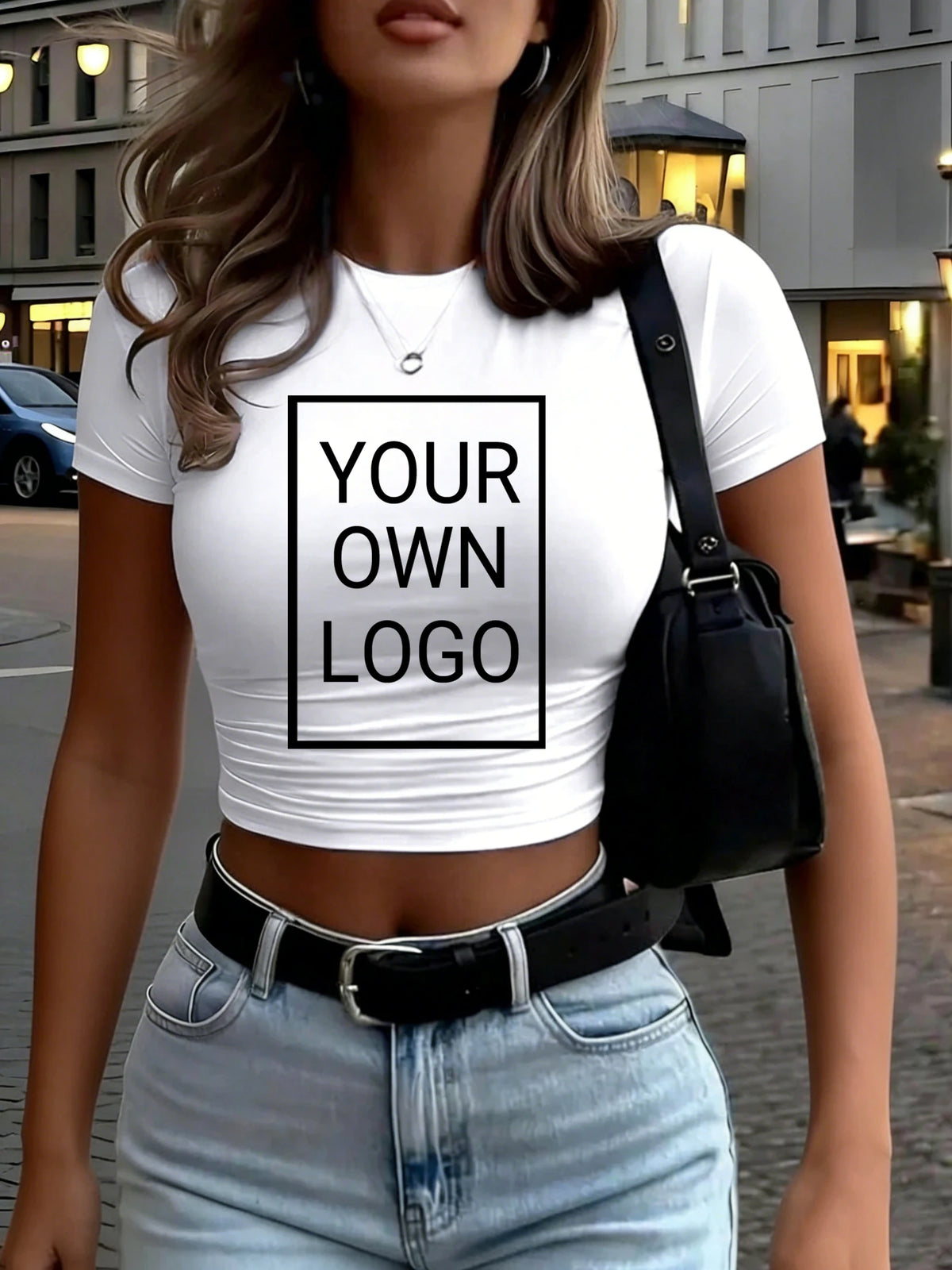 Customized The Logo Picture Women Crop T-Shirt Y2K Slim Summer Short Sleeves Comfortable DIY T Shirts Sexy Street Tee Tops