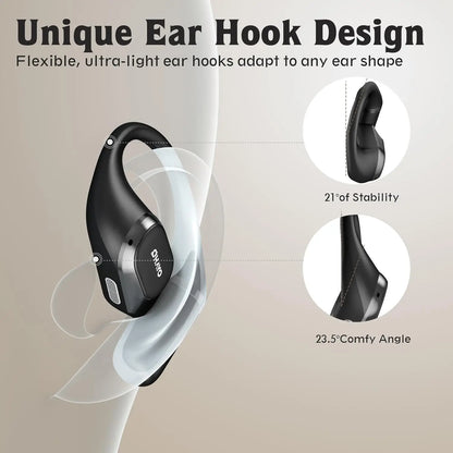 Ohayo Open-Ear Earphones Ear Hooks Wireless Bluetooth 5.4 Headphones IPX6 Waterproof Air conduction Sports Earbuds TWS with Mic