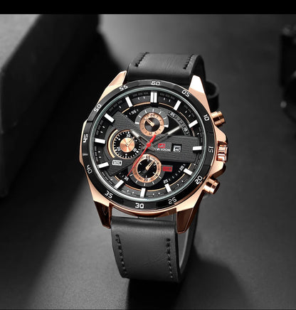 Man Sports Watches Fashion Racing Series 46mm Black Leather Clock VA VA VOOM Quartz Movement 3Bar Waterproof Wrist Watch for Men