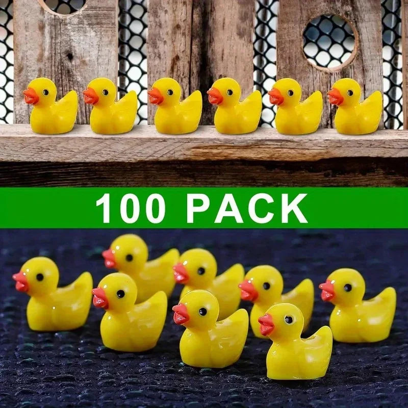 200pcs Mini Resin Ducks Yellow Tiny Ducks Mini Ducks Bulk Little Duck Figures Garden Crafts Tiny Duck Landscape Plants Fairy