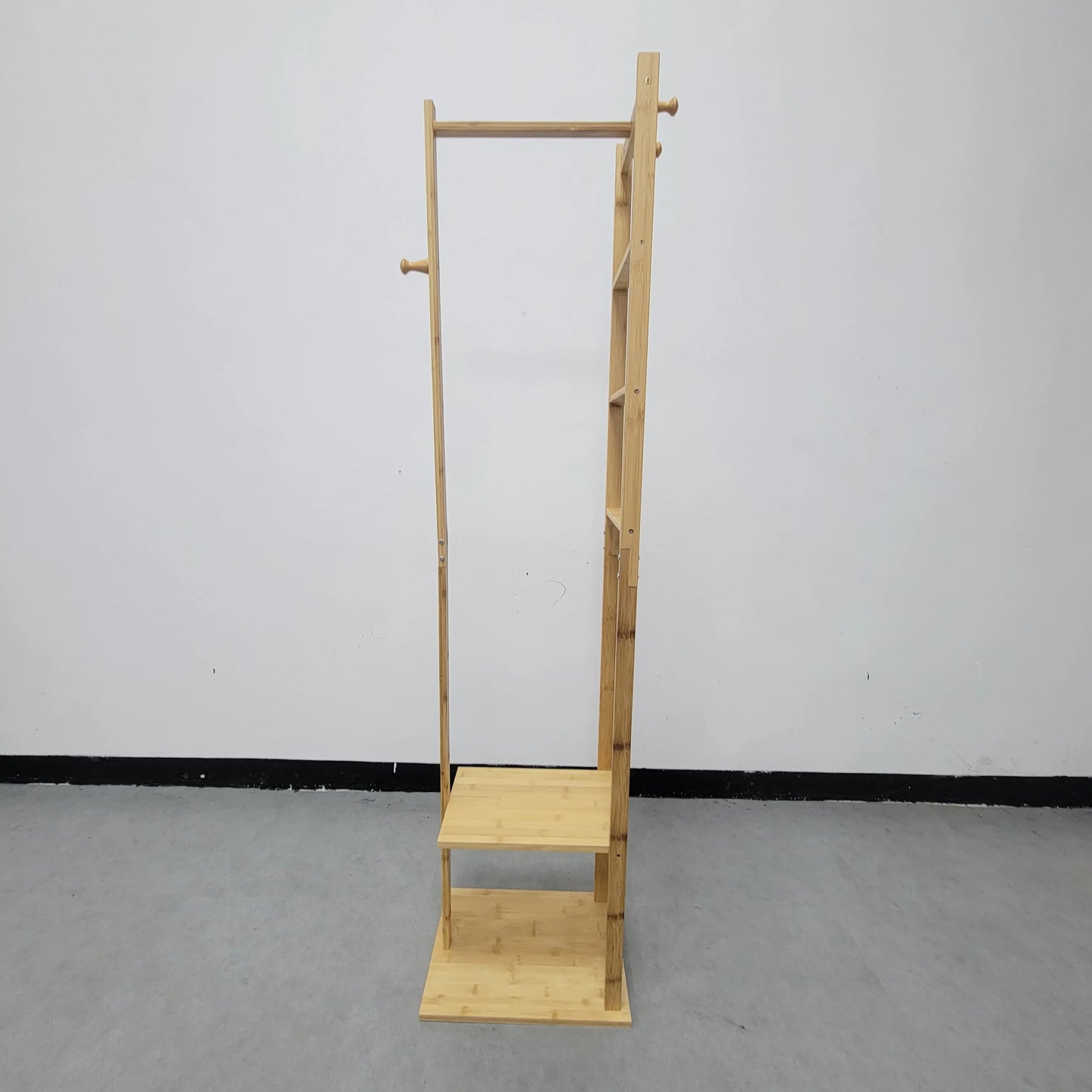 Bamboo Corner Coat Rack Stand Hall Tree Entryway Clothing Organizer Eco-Friendly Storage for Living Room Bedroom