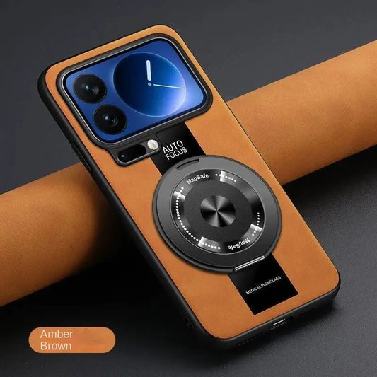 Case For Xiaomi 17 Pro Max 360 Rotating Magnetic Holder Luxury Silicone Sheepskin Leather Back  For Mi17 Xiaomi 17Pro Max Cover