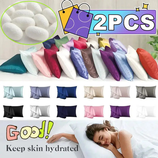 New 2pcs Nordic Pure Emulation Silk Pillowcase White Black Grey Decorative Pillow Covers Luxury Comfortable Home Bedding Cases