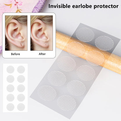 New-100Pcs Clear Invisible Earlobes Protective Stickers For Stretched Ear Lobes And Relieve Strain From Heavy Earrings