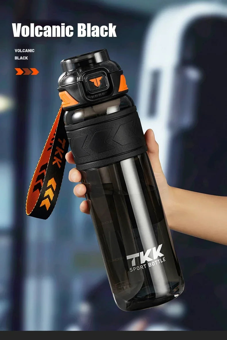 TKK 1000ml Water Bottle Sports Watter Bottle Tritan BPA Free Straw Portable Leak-proof Plastic Drinkware Outdoor Fitness Kettle
