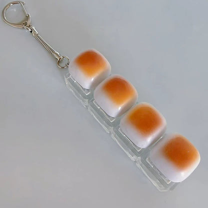 Caramel Bread Stress Relief Keychain Keyboard Button Keycap Backpack Pendant for Student Office Adult 1PC