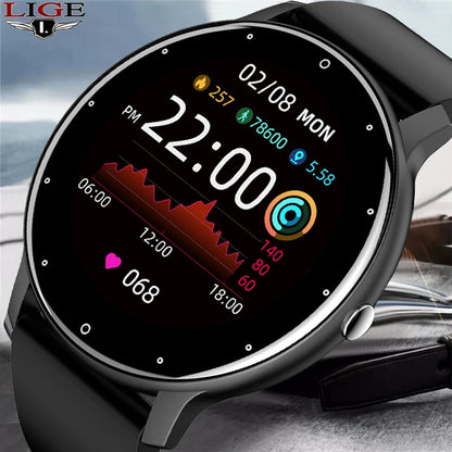 LIGE 2025 Nowy inteligentny zegarek męski, pełnoekranowy dotykowy sportowy zegarek fitness, wodoodporny IP67 Bluetooth dla Androida i iOS smartwatch Mężczyźni+pudełko