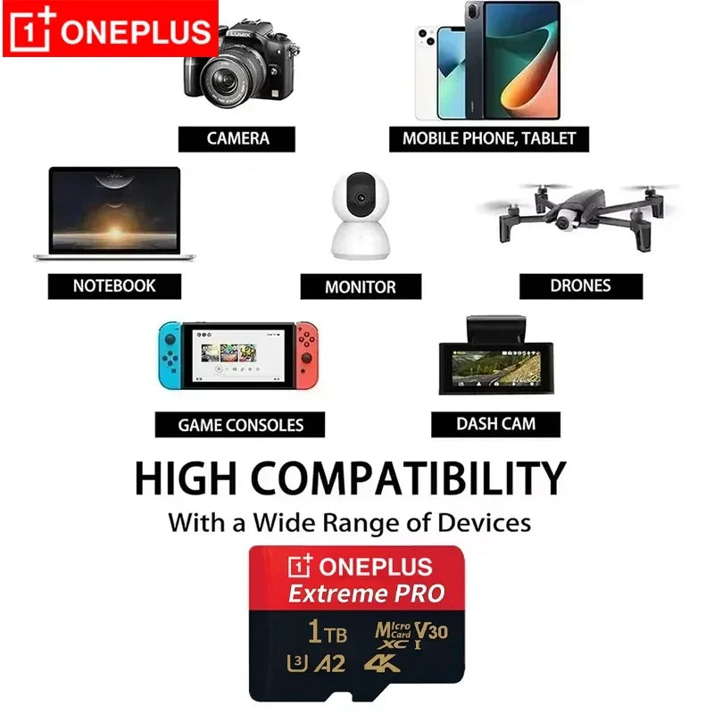Oneplus Original Class 10 128GB Micro TF/SD Card High Speed Memory Stable Performance for Phones Digital Camera Laptop PC MP3