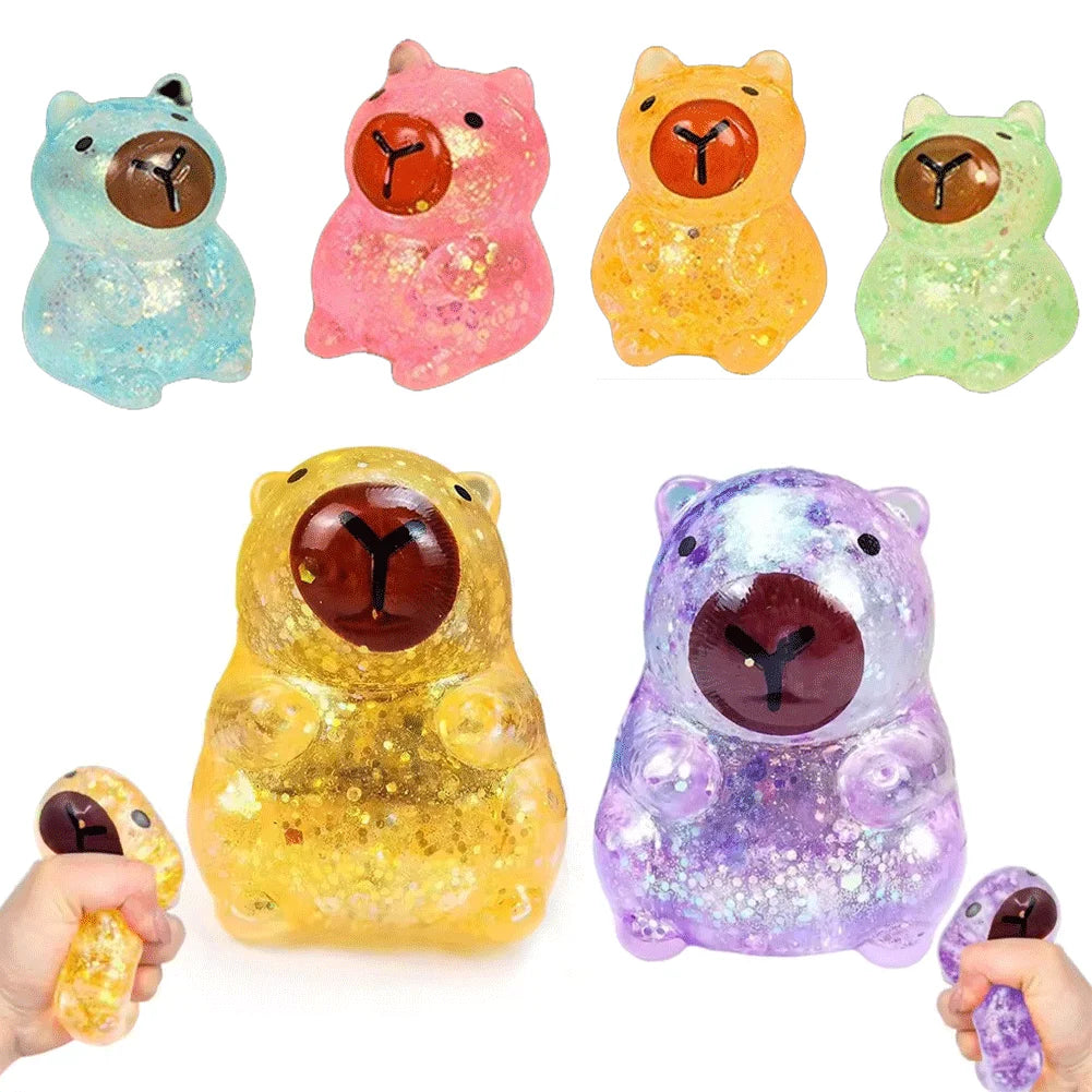 Maltose Capybara Stress Squeeze Toy Decompression Cute Capybara Anti Stress Slow Rebound Soft Glitter TPR Capybara Squishy Toys