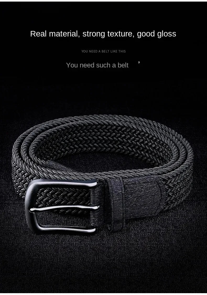 Men Belt Braided Elastic Belt for Men Stretchy Woven Canvas Fashion Belt for Versatile Jeans and Pants