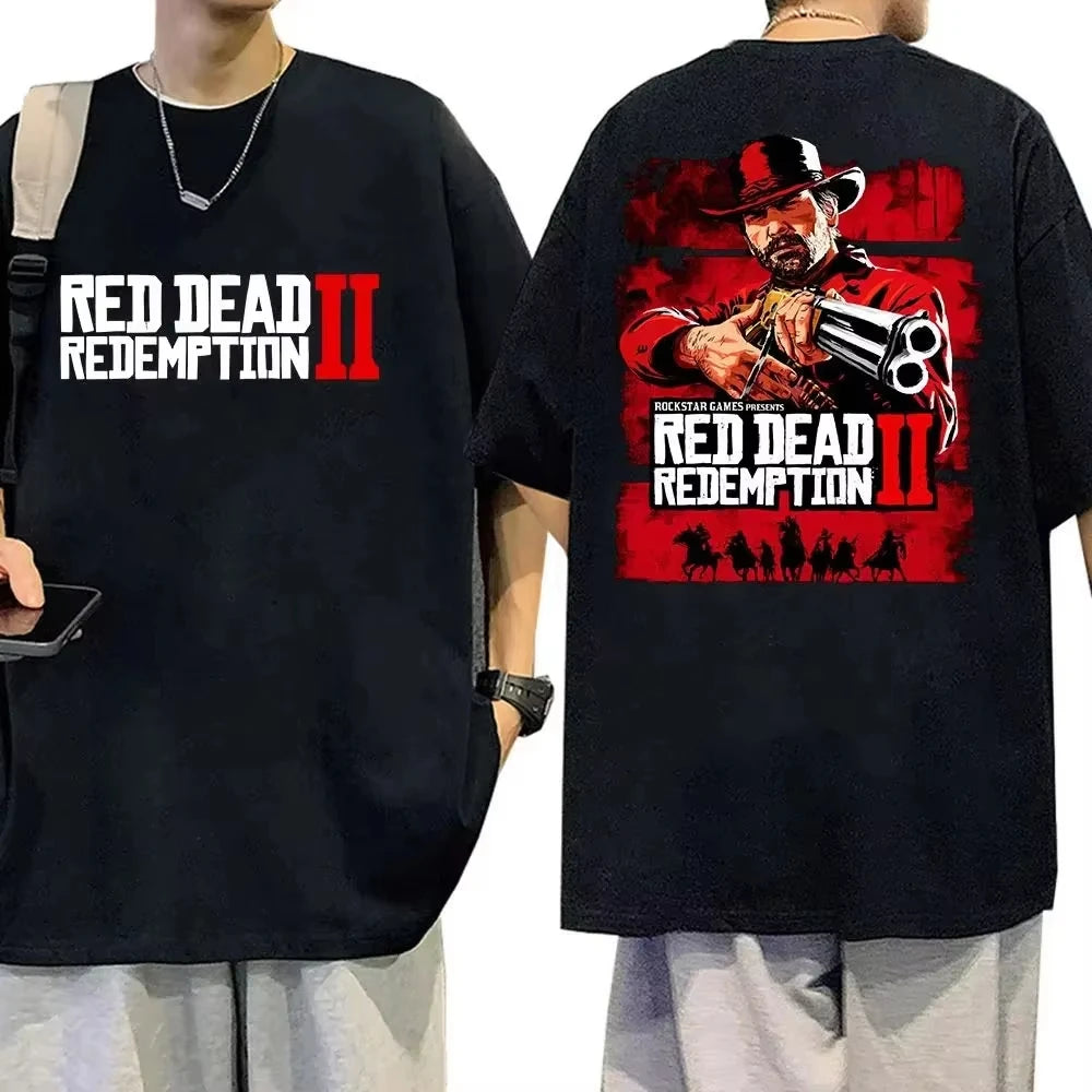 Red Dead Redemption 2 Game Player Graphic T Shirt Men Women Gothic Short Sleeve T-Shirt Y2K Fashion High Quality Cotton T Shirt