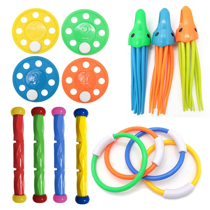 Swimming Diving Toys Set for Kids Children's Pool Treasure Hunt Games Diving Torpedo Water Ring Diamond Water Suit Toys Gift