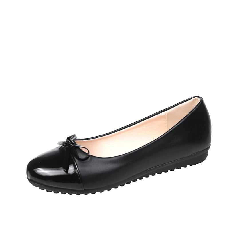 2026 New Fashion Ballerina Shoes Women's Flat Comfort Non-slip Loafers Leather Flats Elegant Bowknot Women's Single Shoes 35-43