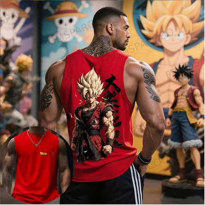One Piece Men's Tank Top Japanese Anime Spring/Summer Sports Fitness Trend Casual Sleeveless Top