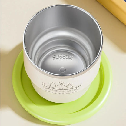 400ml 304 Stainless Steel Double Layer Thermal Cup, Insulated Water Mug for Office Milk Coffee, Student Portable Sealed Tumbler