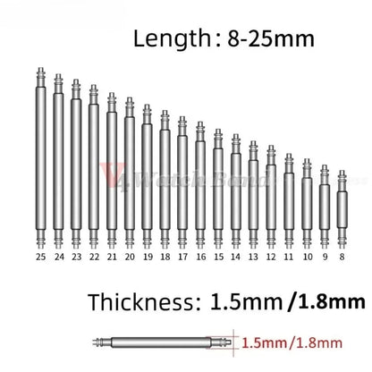 360pcs/set Metal Link Pin Watch Repair Tools Dia 1.5mm/1.8mm Strainless Steel Spring Bars Length 8mm- 25mm Watchband Strap Pin