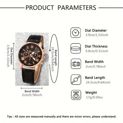 4-piece set of fashionable women's quartz watch - stylish circular dial, suitable for daily wear and special occasions