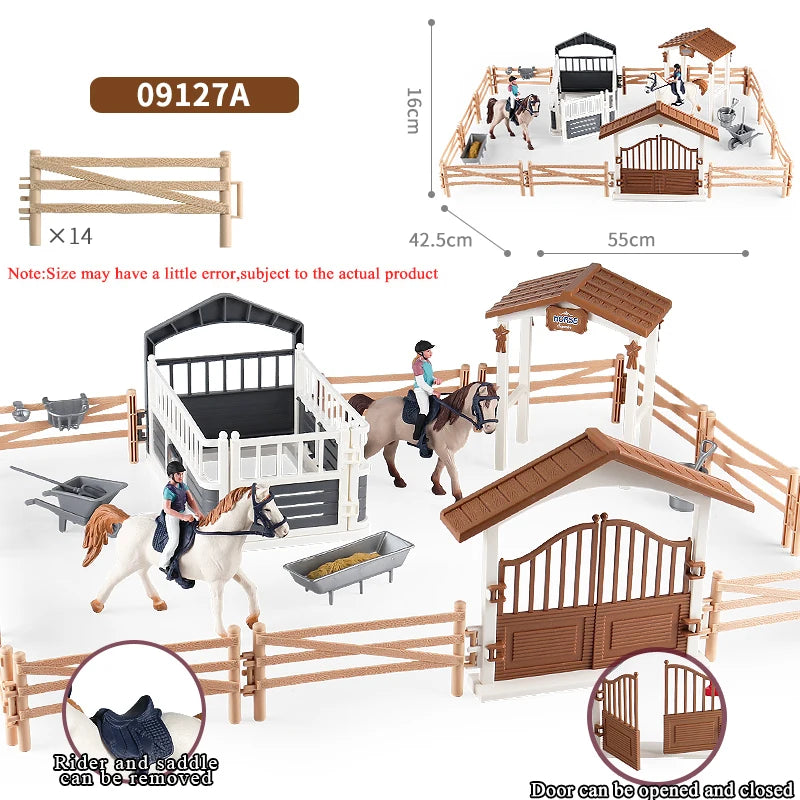 Oenux Farm Horse Race Model Action Figures DIY Equestrianism Horseman Animals Figurine Cute Education Collection Kids Toy Gift