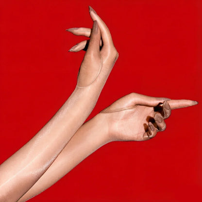 Sexy Women 1D Thin Glove Elastic Oil Glossy Shiny Long Finger Glove Sheer See Through Long Glove Driving Dance Gloves