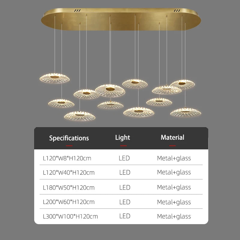 Dining room pendant light Modern villa dining room Kitchen pendant light designer glass Multi-head Hanging Lamp pendant light