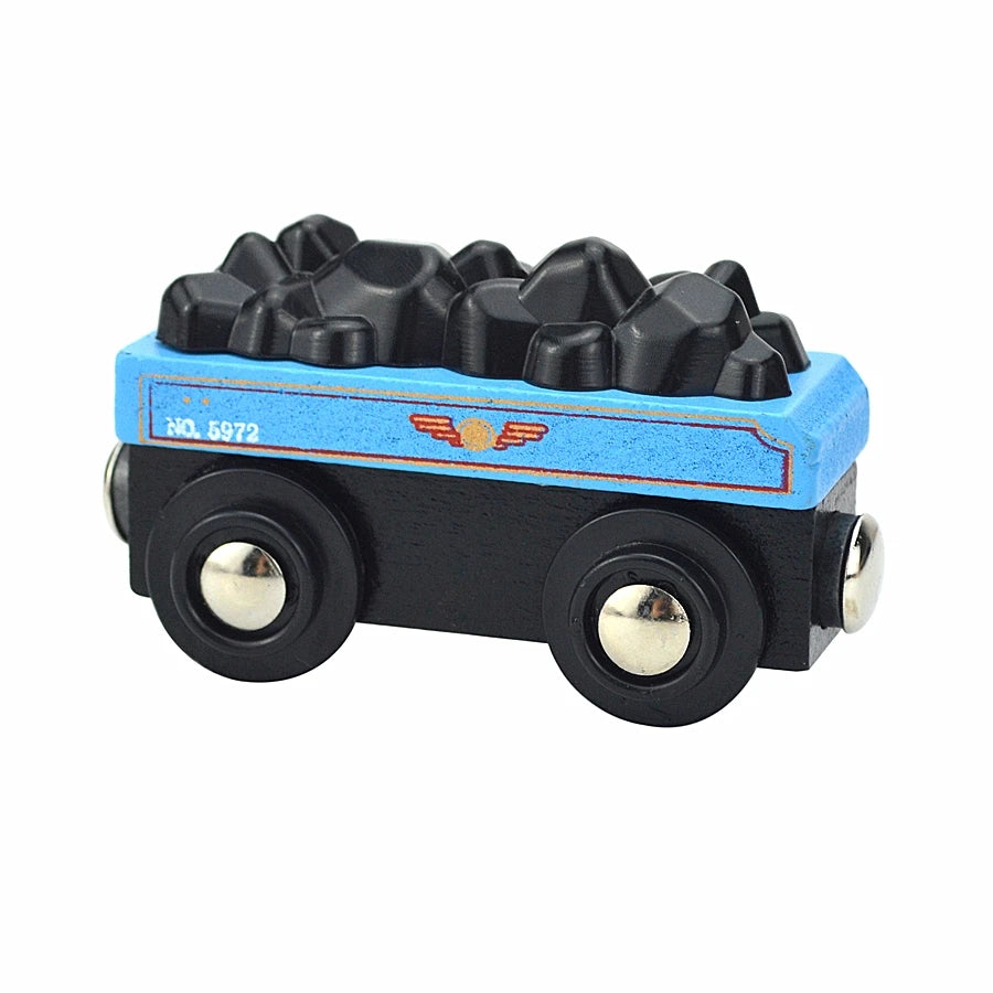 Wooden Magnetic Train Car Locomotive Toy Wood Railway Car Accessories Toys for Kids Gifts Fit Wood Biro themes Tracks