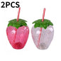 2PCS Strawberry Straw Cup 500ML Fruit Shaped Cups Plastic Pineapple Juice Tea Bottle for Summer Beach Juice Cup Beverage Cup