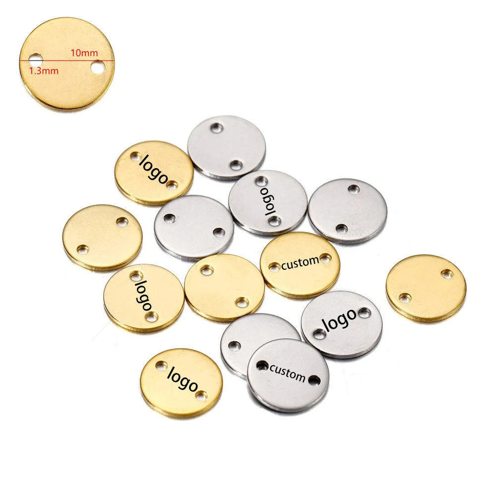 50-200pcs Custom Pendant Laser Engrave Name LOGO Stainless Steel Personalized Necklace Extend Chain Tail Tag Jewelry Charm