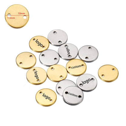 50-200pcs Custom Pendant Laser Engrave Name LOGO Stainless Steel Personalized Necklace Extend Chain Tail Tag Jewelry Charm