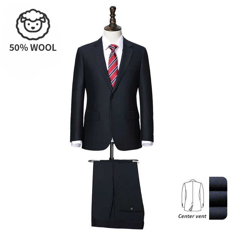 Men's Premium Suit -Business Suit, Professional Formal Wear, Ideal for Work and Weddings,50% Wool,Customizable Fit with 20 Sizes