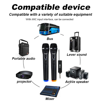 Wireless Microphone G-MARK X120V 2 Channels Handheld Karaoke Mic For Party Meeting Show Home School