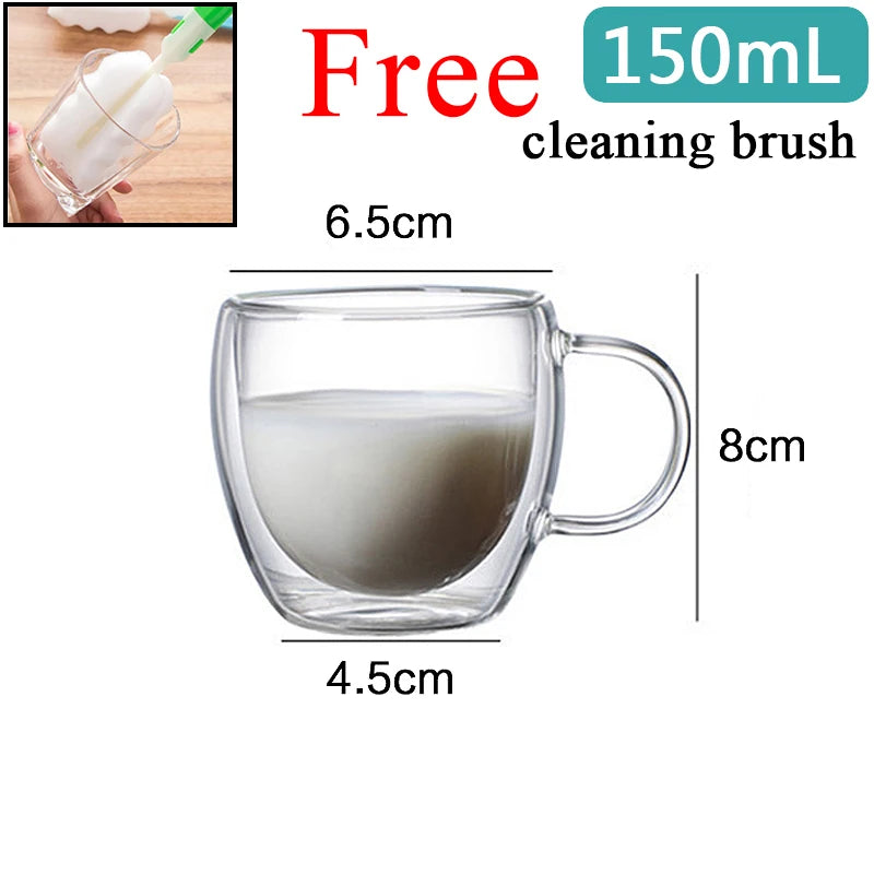 80ML Double Wall Glass Cup 1/12PCS Transparent Handmade Heat Resistant Tea Drink Whisky Wine Set Espresso Coffee Milk Mugs Gift