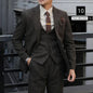 Peaky Blinders Men's 3-Piece Suit Vintage Plaid Wool Autumn/Winter Heavyweight New Style Jacket+Vest+Pants Slim Fit  Formal Suit