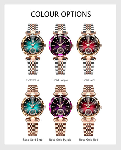 POEDAGAR Luxury Diamond Dial Woman Wristwatch Waterproof Stainless Steel Watch for Ladies Elegant Simple Quartz Women's Watches