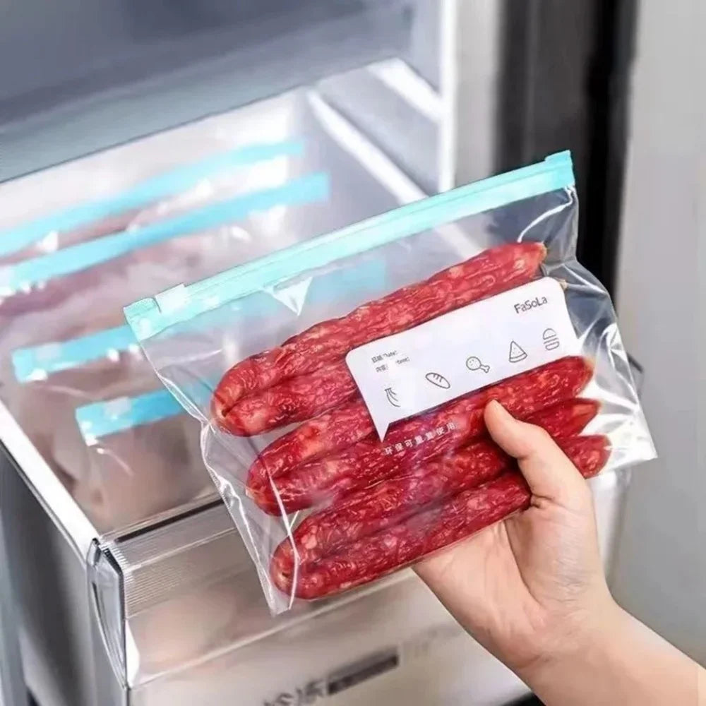 3 Sizes Food Grade Reusable Fresh Keeping Bags Zip Lock Seal Stand Up Storage Bags for Fridge Food Organization For Home Fridge