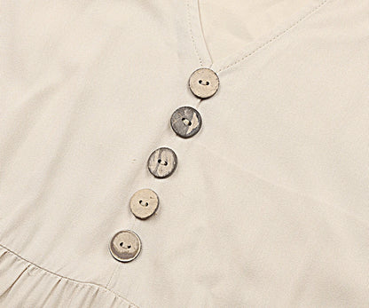 Casual Summer Midi Dress Women Sleeveless Tank V Neck Buttons Ruffle Loose Dresses Beach Soild Sundress Fashion
