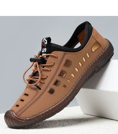 Men's Slip-On Shoes Summer Hollow out Breathable Comfortable Wear-Resistant Soft Bottom Casual Shoes-8333