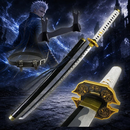 40inch 101cm Katana Sword Devil May Cry Vergil Yamato Wood Bamboo Blade Anime Cosplay Costume Prop Belt Holster Stand Holder Samurai Ninja Katana Wooden Sword Sabre Schwert Manga Game Cosplay Katana Toy Gift Collection Displa