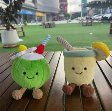 *JC Kawaii Coral Coconut Lemon Plush Toys Doll Coconut Soft Decor Guitar Plush Soothing Bedroom Companion Decor Exquisite Gifts