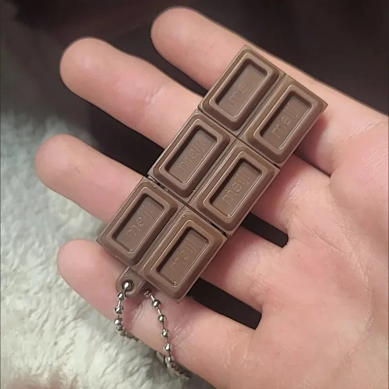 Fidget Toy Simulated Meiji Chocolate Bendy Snap-And-Play Stress Relief Jp Style Keychain Pendant Funny Gifts Creative Gadgets